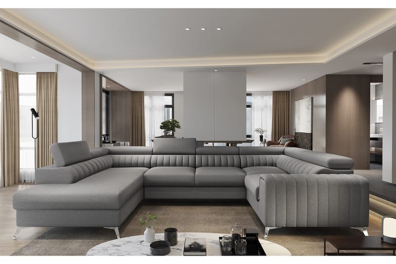 Kulmavuodesohva avopäädyllä Satender - Harmaa - Huonekalut - Sohva - Vuodesohva