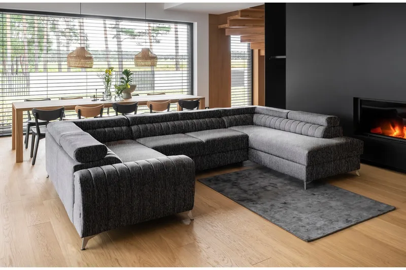 Kulmavuodesohva avopäädyllä Satender - Harmaa - Huonekalut - Sohva - Vuodesohva