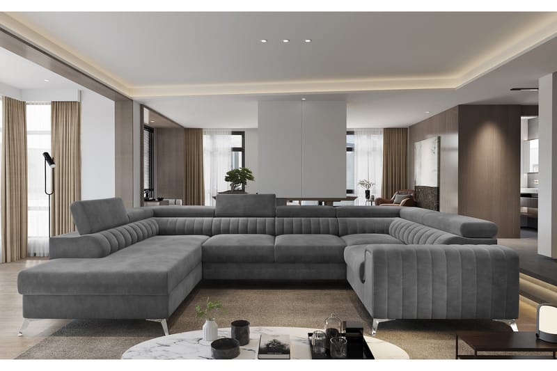 Kulmavuodesohva avopäädyllä Satender, Harmaa