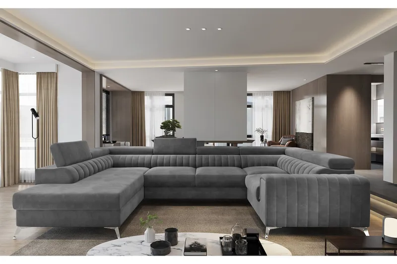 Kulmavuodesohva avopäädyllä Satender - Harmaa - Huonekalut - Sohva - Vuodesohva