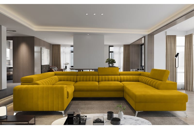 Kulmavuodesohva avopäädyllä Satender - Keltainen - Huonekalut - Sohva - Vuodesohva