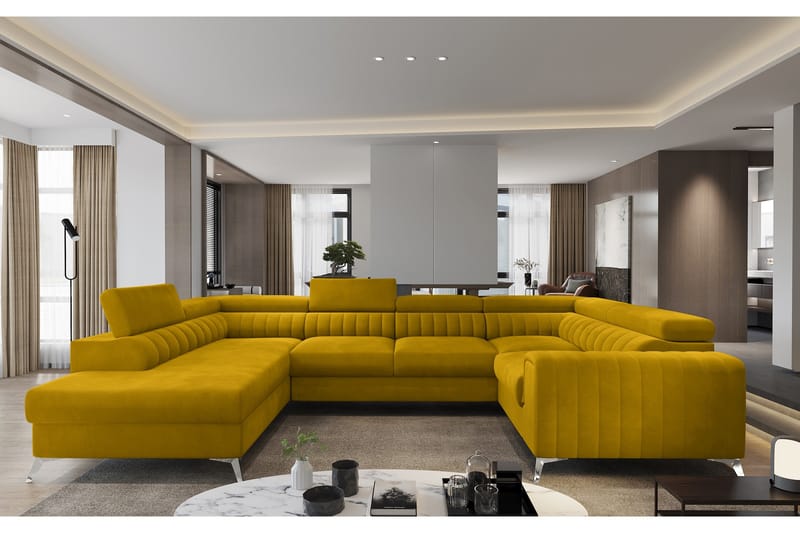 Kulmavuodesohva avopäädyllä Satender - Keltainen - Huonekalut - Sohva - Vuodesohva