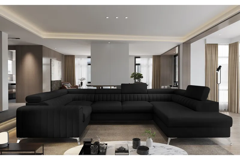 Kulmavuodesohva avopäädyllä Satender, Musta