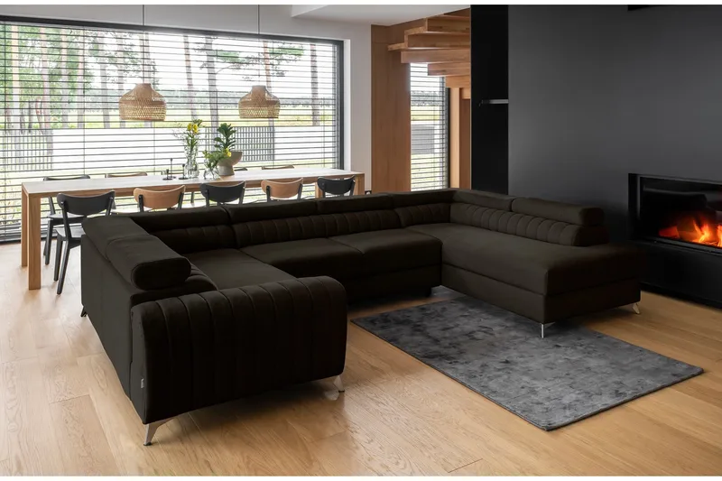 Kulmavuodesohva avopäädyllä Satender - Ruskea - Huonekalut - Sohva - Vuodesohva