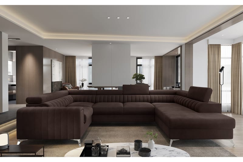 Kulmavuodesohva avopäädyllä Satender - Ruskea - Huonekalut - Sohva - Vuodesohva