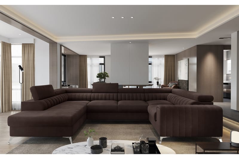 Kulmavuodesohva avopäädyllä Satender - Ruskea - Huonekalut - Sohva - Vuodesohva