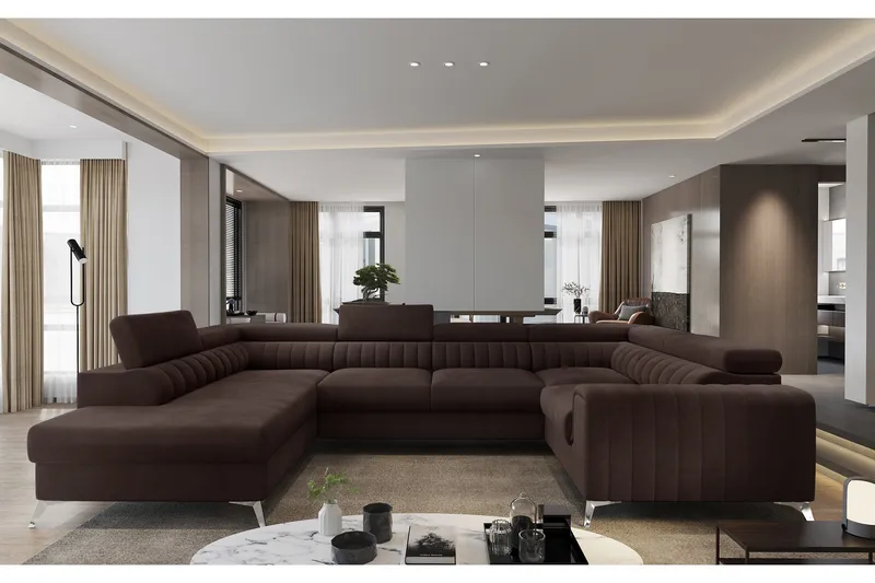 Kulmavuodesohva avopäädyllä Satender, Ruskea