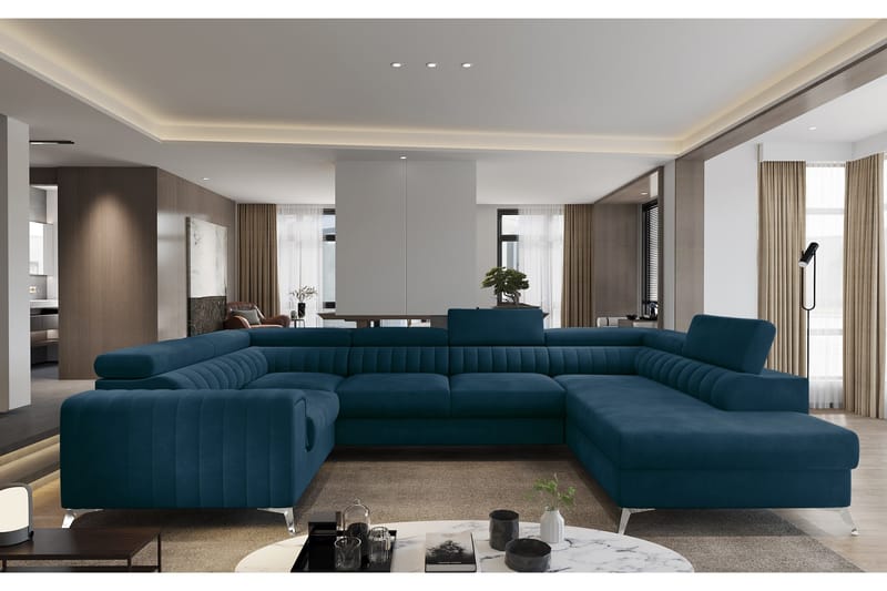 Kulmavuodesohva avopäädyllä Satender - Sininen - Huonekalut - Sohva - Vuodesohva