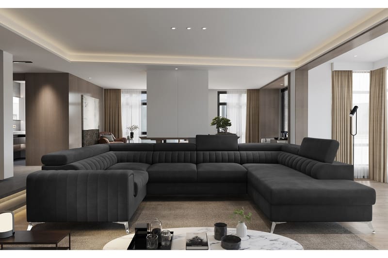 Kulmavuodesohva avopäädyllä Satender - Tummanharmaa - Huonekalut - Sohva - Vuodesohva