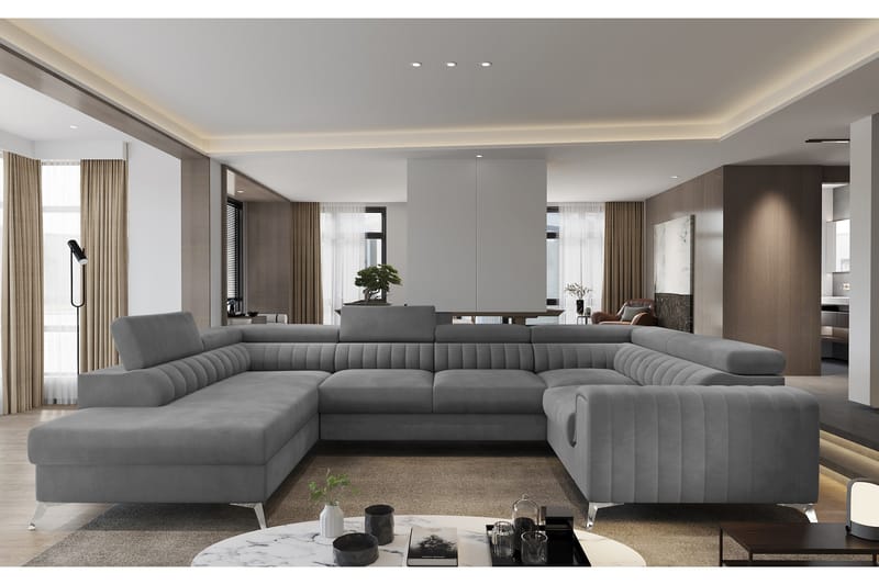 Kulmavuodesohva avopäädyllä Satender - Vaaleanharmaa - Huonekalut - Sohva - Vuodesohva