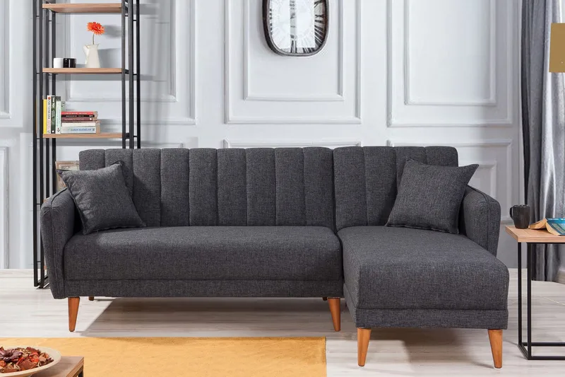 Kulmavuodesohva Beatris - Tummanharmaa - Huonekalut - Sohva - Vuodesohva