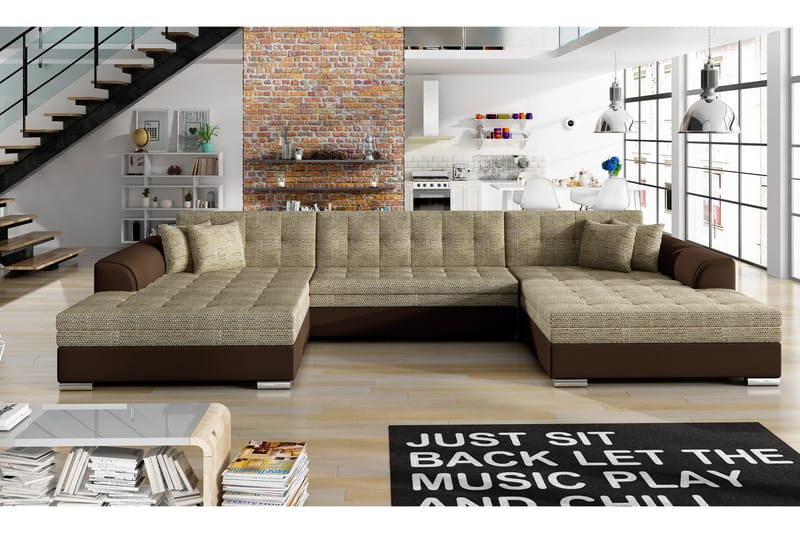 Kulmavuodesohva Biscottino - Beige/Ruskea - Huonekalut - Sohva - Vuodesohva