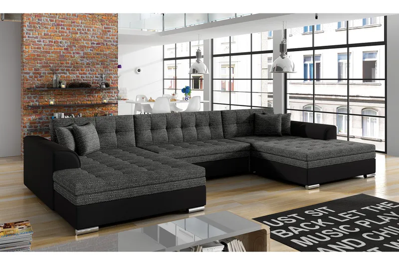 Kulmavuodesohva Biscottino - Harmaa/Musta - Huonekalut - Sohva - Vuodesohva