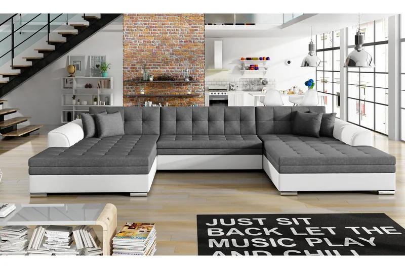 Kulmavuodesohva Biscottino - Harmaa/Valkoinen - Huonekalut - Sohva - Vuodesohva