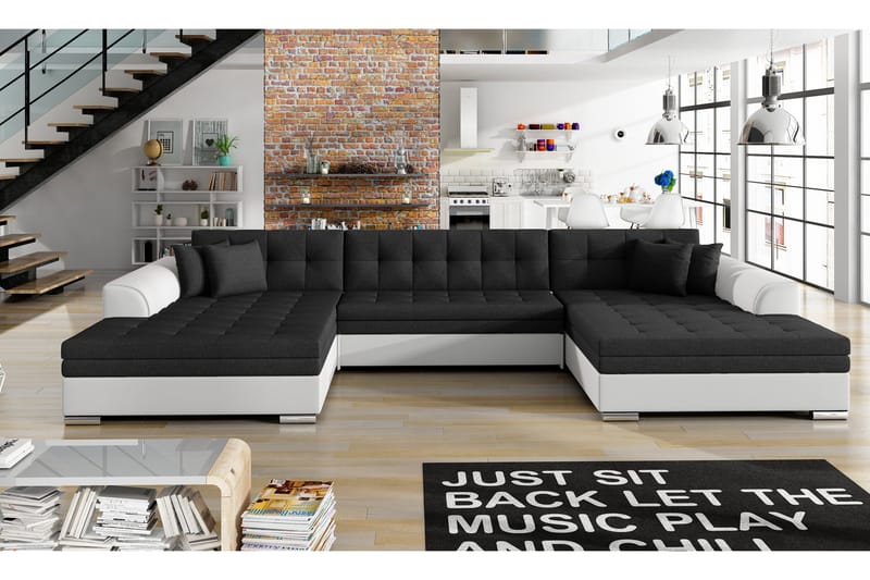 Kulmavuodesohva Biscottino - Musta/Valkoinen - Huonekalut - Sohva - Vuodesohva