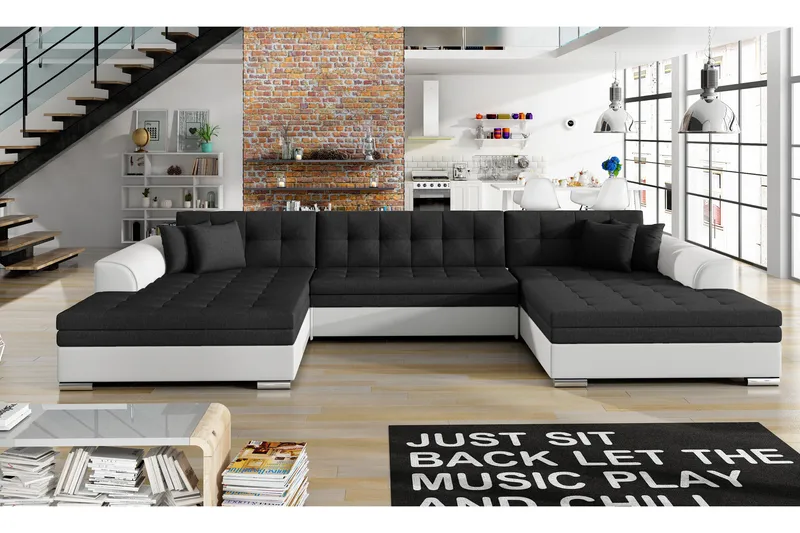 Kulmavuodesohva Biscottino - Musta/Valkoinen - Huonekalut - Sohva - Vuodesohva