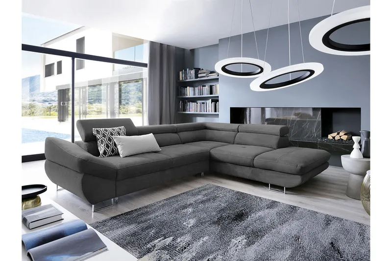 Kulmavuodesohva Brassington - Tummanharmaa - Huonekalut - Sohva - Vuodesohva