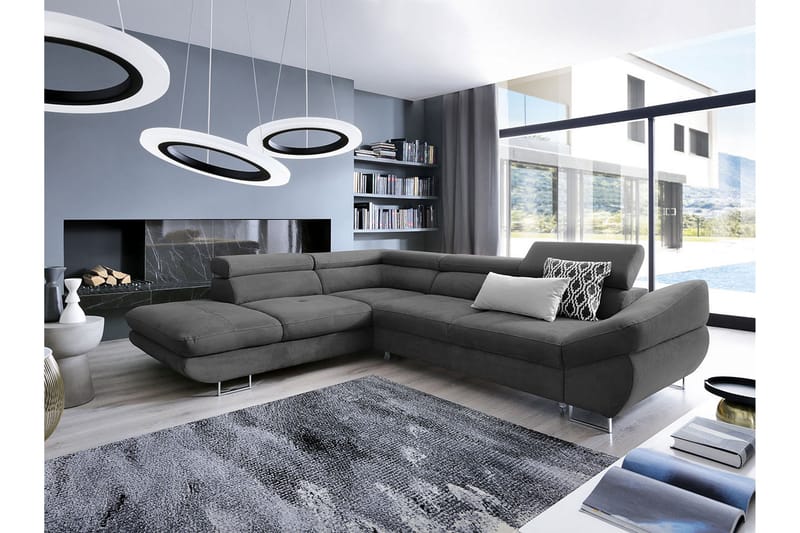 Kulmavuodesohva Brassington vasen - Tummanharmaa - Huonekalut - Sohva - Vuodesohva