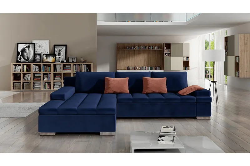Kulmavuodesohva Consuelo Divaani Vasen - Sininen - Huonekalut - Sohva - Vuodesohva
