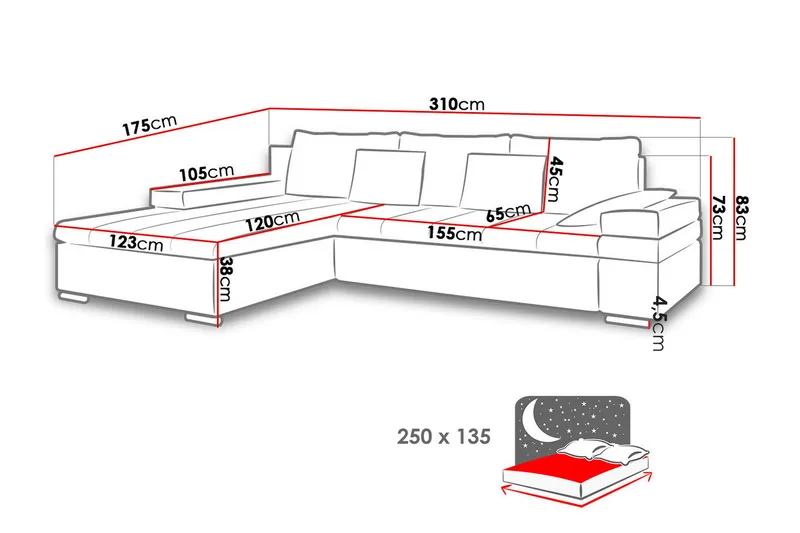Kulmavuodesohva Consuelo Divaani Vasen - Sininen - Huonekalut - Sohva - Vuodesohva