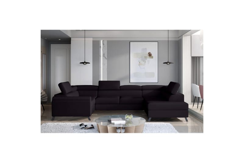 Divaani Eltap Escada 336x200x92 cm, Matta sametti 99, sininen, Oikea