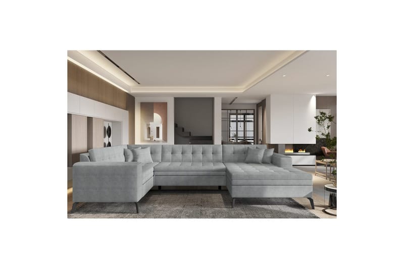 Divaani Eltap Montez 340x180x93 cm, Gojo 4, Harmaa, Oikea