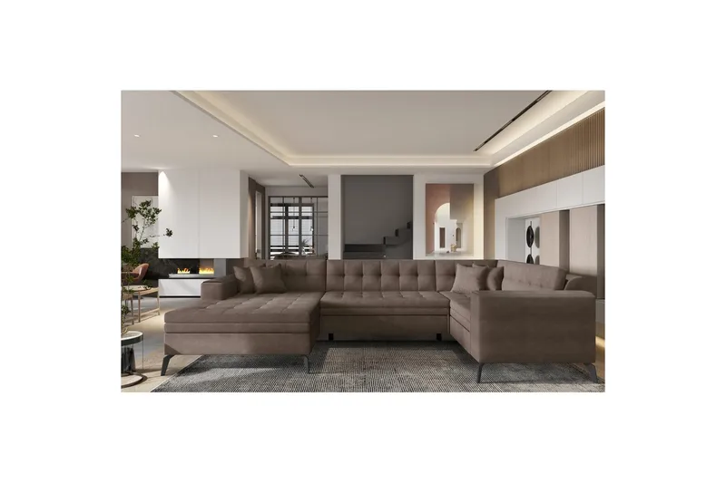 Divaani Eltap Montez 340x180x93 cm, Poco 22, Ruskea, Vasen