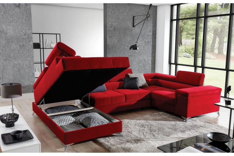 Kulmavuodesohva divaanilla Maceira Vasen - Punainen - Huonekalut - Sohva - Vuodesohva