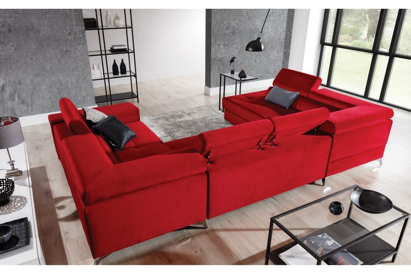 Kulmavuodesohva divaanilla Maceira Vasen - Punainen - Huonekalut - Sohva - Vuodesohva