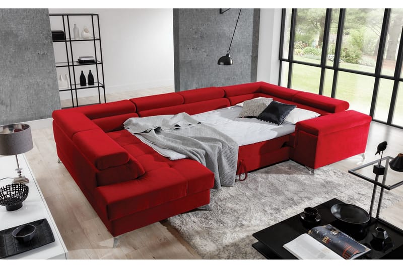 Kulmavuodesohva divaanilla Maceira Vasen - Punainen - Huonekalut - Sohva - Vuodesohva