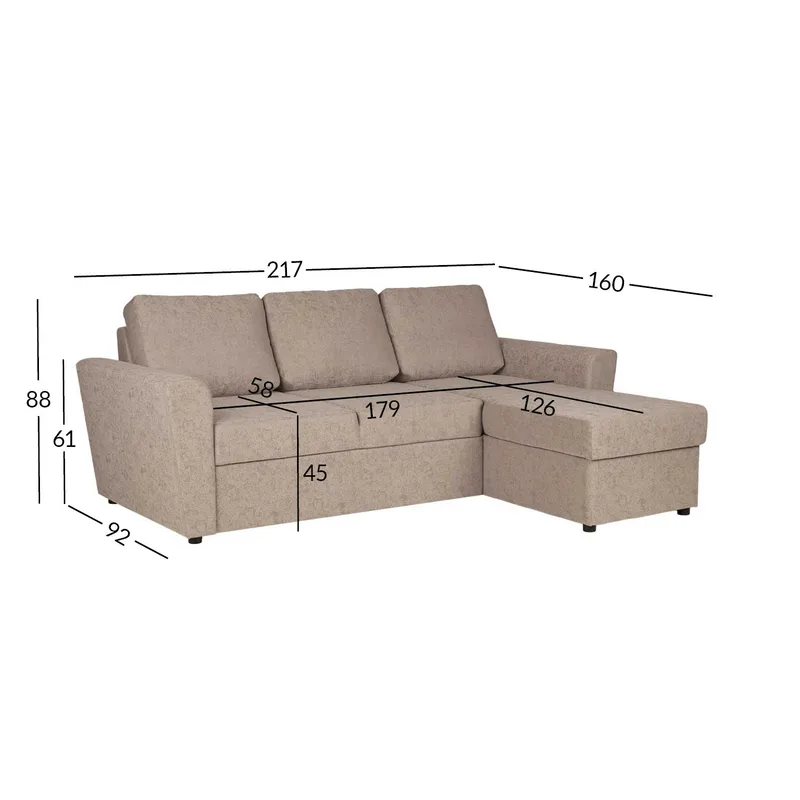 Kulmavuodesohva Fenor - Beige - Huonekalut - Sohva - Vuodesohva