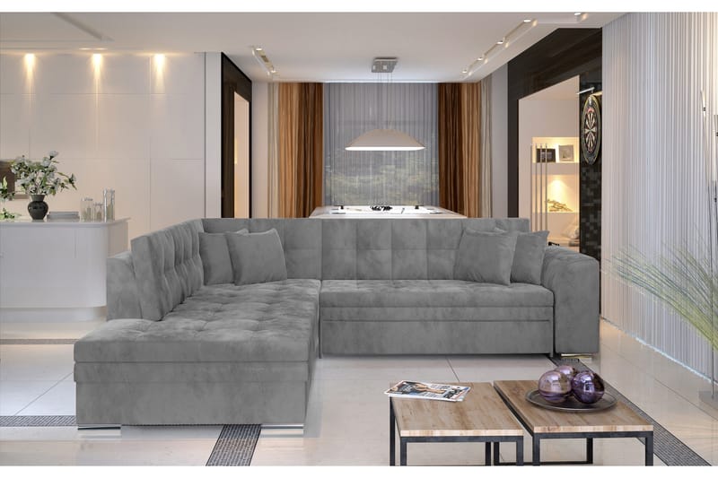 Kulmavuodesohva Fuentre - Harmaa - Huonekalut - Sohva - Divaanisohva - 4 istuttava sohva divaanilla
