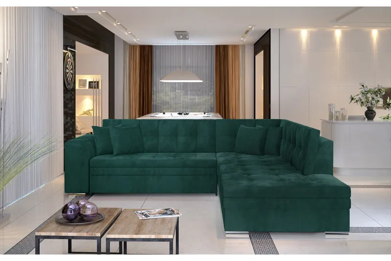 Kulmavuodesohva Fuentre - Vihreä - Huonekalut - Sohva - Divaanisohva - 4 istuttava sohva divaanilla