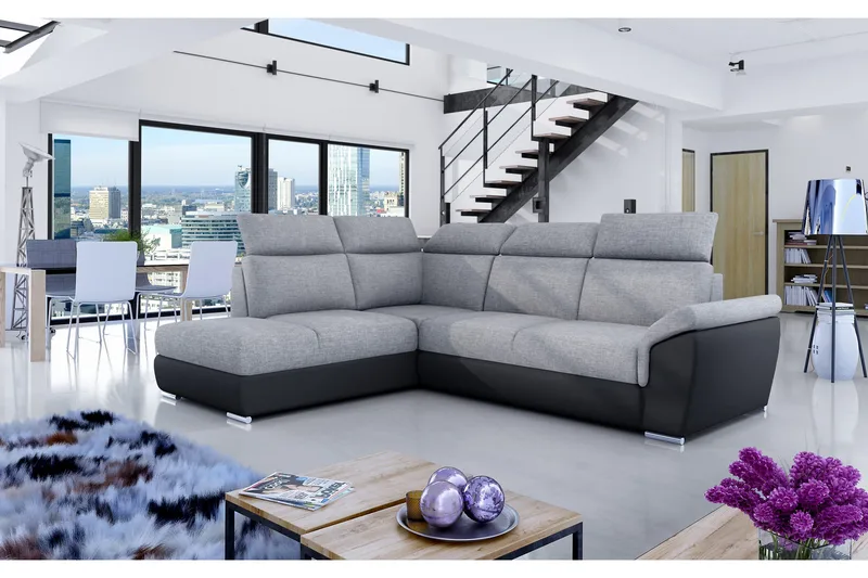 Kulmavuodesohva Guazamara, Harmaa/Musta