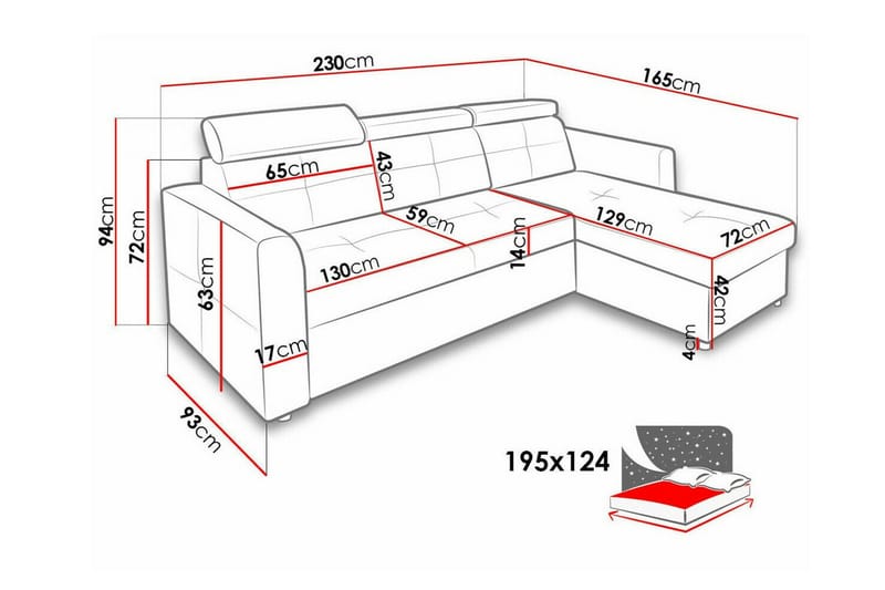Hunglader 3-sits Hörnbäddsoffa NO_BRAND Black - Huonekalut - Sohva - Vuodesohva - Divaanivuodesohva