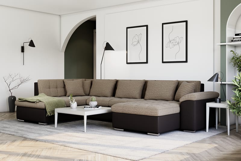 Kulmavuodesohva Jakarta Divaani säilytyksellä Oikea - Beige/Ruskea - Huonekalut - Sohva - Vuodesohva