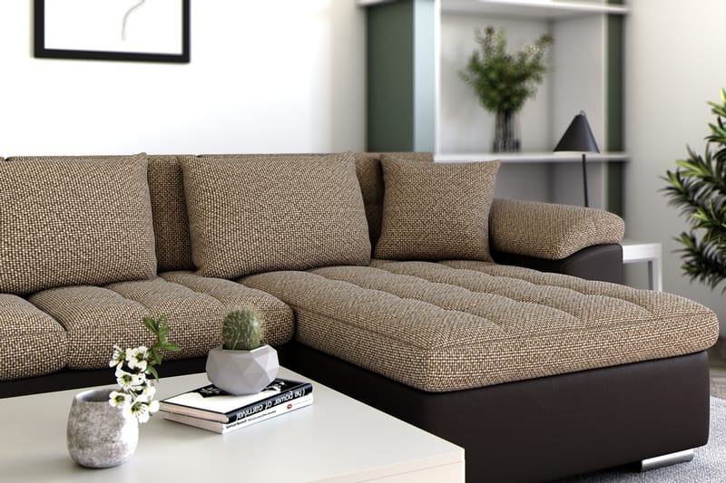 Kulmavuodesohva Jakarta Divaani säilytyksellä Oikea - Beige/Ruskea - Huonekalut - Sohva - Vuodesohva
