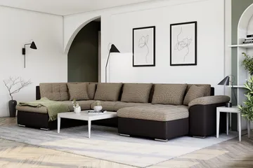 Kulmavuodesohva Jakarta Divaani säilytyksellä Oikea - Beige/Ruskea - Huonekalut - Sohva - Vuodesohva