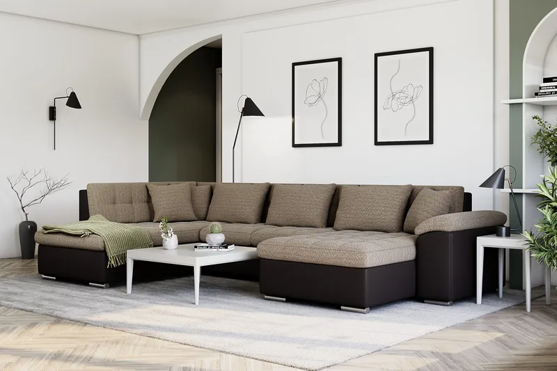 Kulmavuodesohva Jakarta Divaani säilytyksellä Oikea - Beige/Ruskea - Huonekalut - Sohva - Vuodesohva