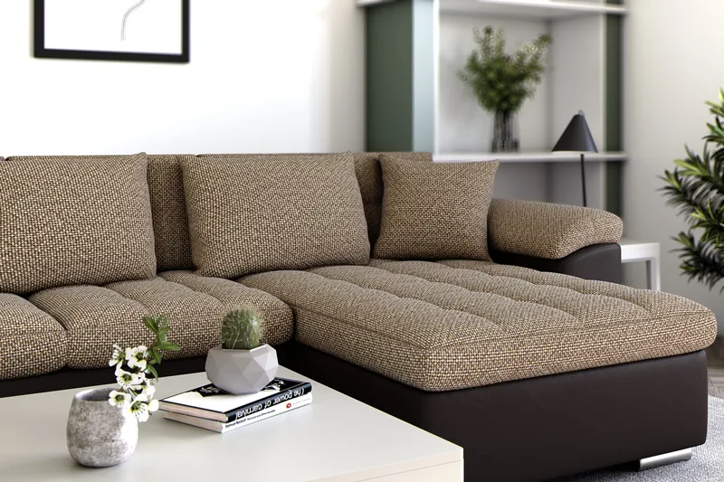 Kulmavuodesohva Jakarta Divaani säilytyksellä Oikea - Beige/Ruskea - Huonekalut - Sohva - Vuodesohva