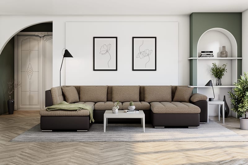 Kulmavuodesohva Jakarta Divaani säilytyksellä Oikea - Beige/Ruskea - Huonekalut - Sohva - Vuodesohva