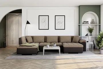 Kulmavuodesohva Jakarta Divaani säilytyksellä Oikea - Beige/Ruskea - Huonekalut - Sohva - Vuodesohva