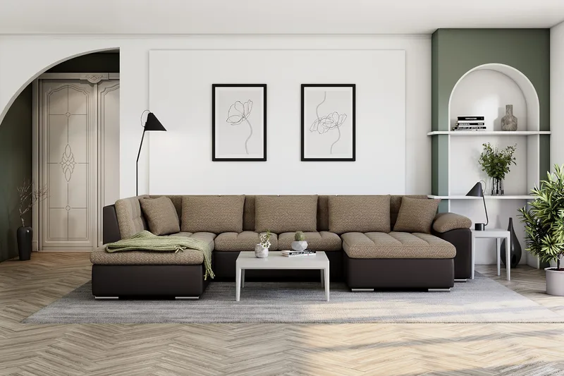 Kulmavuodesohva Jakarta Divaani säilytyksellä Oikea - Beige/Ruskea - Huonekalut - Sohva - Vuodesohva