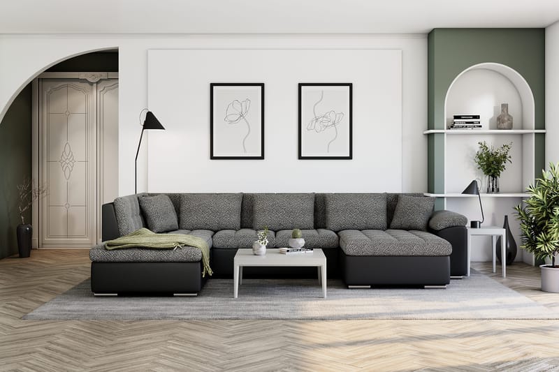 Kulmavuodesohva Jakarta Divaani säilytyksellä Oikea - Musta/Harmaa - Huonekalut - Sohva - Vuodesohva