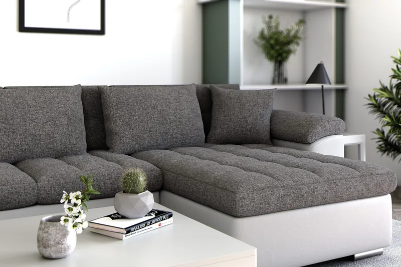 Kulmavuodesohva Jakarta Divaani säilytyksellä Oikea - Valkoinen/Vaaleanharmaa - Huonekalut - Sohva - Vuodesohva