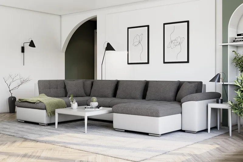Kulmavuodesohva Jakarta Divaani säilytyksellä Oikea - Valkoinen/Vaaleanharmaa - Huonekalut - Sohva - Vuodesohva
