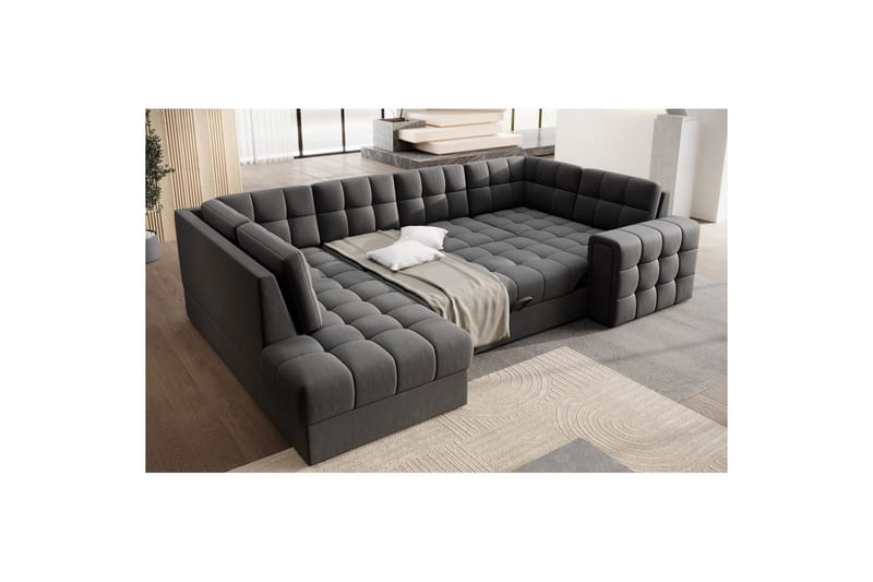 Kulmasohva Eltap Blewett 299x198x82 cm - Sola 6, Tummanharmaa, Vasen - Huonekalut - Sohva - Vuodesohva - Kulmavuodesohva