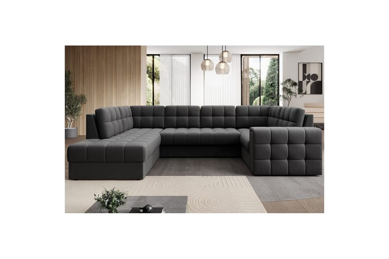 Kulmasohva Eltap Blewett 299x198x82 cm - Sola 6, Tummanharmaa, Vasen - Huonekalut - Sohva - Vuodesohva - Kulmavuodesohva