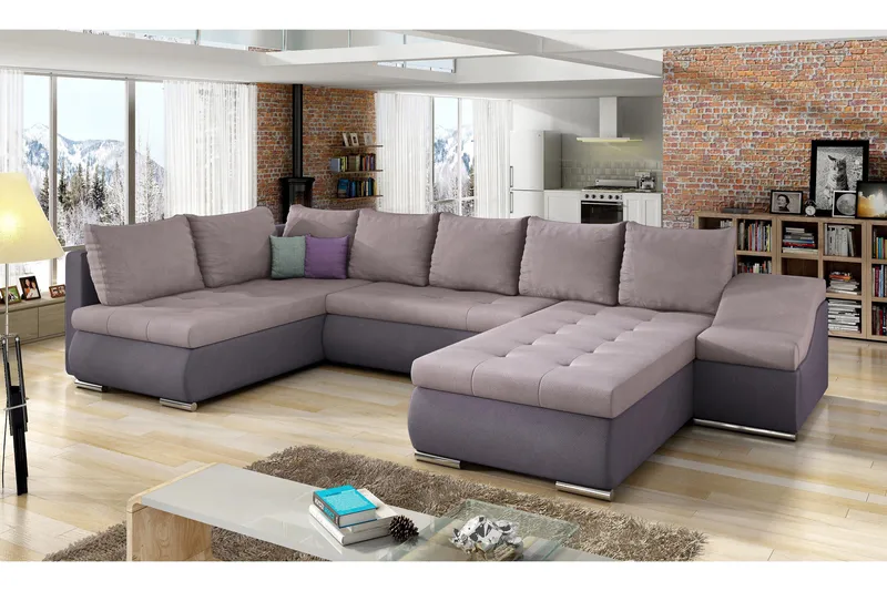 Kulmavuodesohva Bouchard divaanilla - Roosa/Liila - Huonekalut - Sohva - Vuodesohva - Divaanivuodesohva