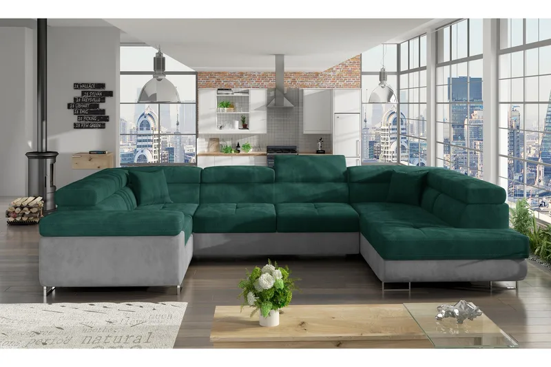 Kulmavuodesohva Villatuerta, Vihreä/Harmaa